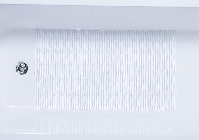 Bamboo Non-Slip Bath Tub Mat - Non-Toxic - Safe, Clean, Machine-Washable, Superior Grip & Drainage - Non-Slip Bath Mat - Vinyl - for Smooth/Non-Textured Tubs Only - Clear