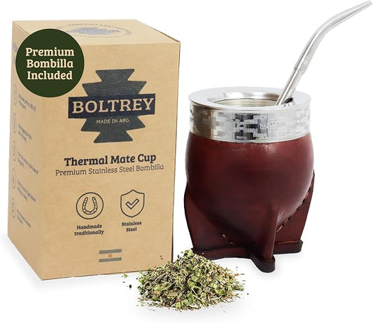 Mate Imperial – Yerba Mate Cup and Bombilla Set | Handmade Argentina Mate Gourd | Stainless Steel Mate Mug for Tea Lovers | Unique Cultural Gift (PAMPA, WINE)