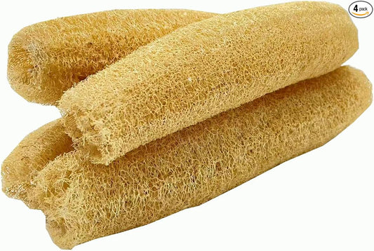 Natural Organic Loofah Body Scrubber 4 Pack, 100% Biodegradable Exfoliating Loofah Sponge for Shower Bath, Gentle Luffa for Sensitive Skin Exfoliation