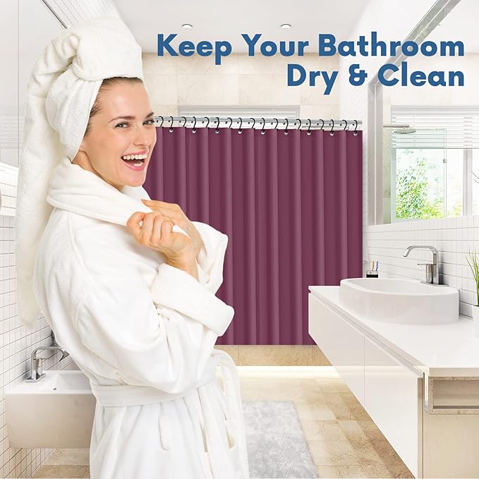 No Smell Shower Curtain Liner 72x72 Dark Purple - PEVA Plastic Shower Curtain for Bathroom, PVC-Free Waterproof Purple Shower Liner with Metal Grommets and Magnet-Weighted Bottom Hem - Washable Liner
