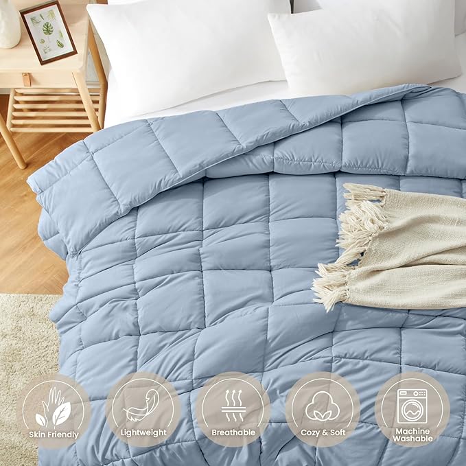 Homelike Moment Comforter King Size - Blue Duvet Insert Down Alternative Bed King Comforter, Lightweight Bedding Comforters Quilted Soft All Season Blue