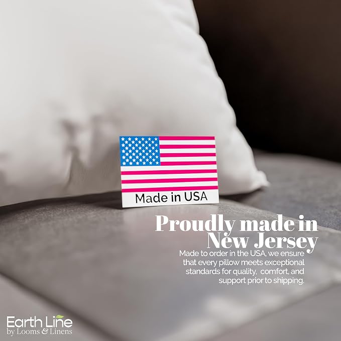 Looms & Linens Organic Pillow Fill 16 x 16 inch Euro Pillow Inserts with Twill Cotton Shell - Pack of 1 Throw Pillow Insert Made in USA