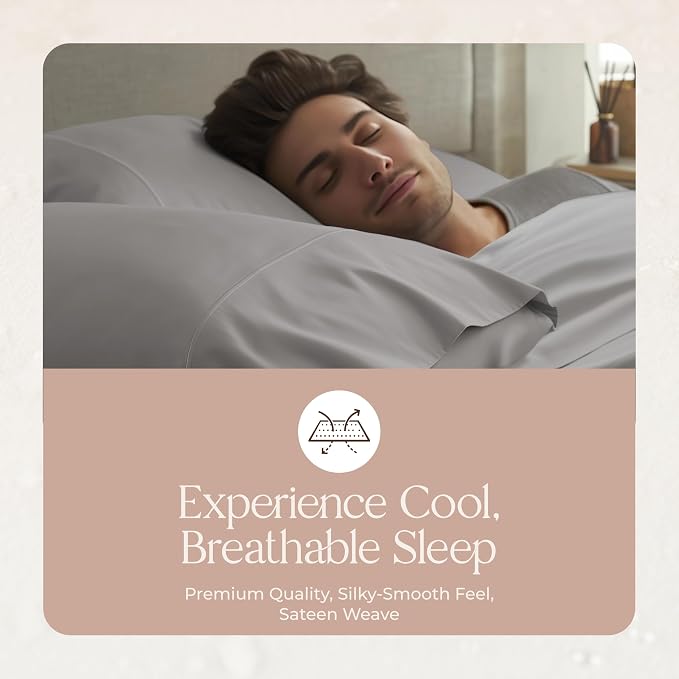 100% Organic Cotton Pillow Cases Standard Size Set of 2-100% Cotton Pillowcases GOTS Certified 300 Thread Count - Naturally Cooling Comfortable Breathable & Soft Pillow Cases (Stone, Standard)