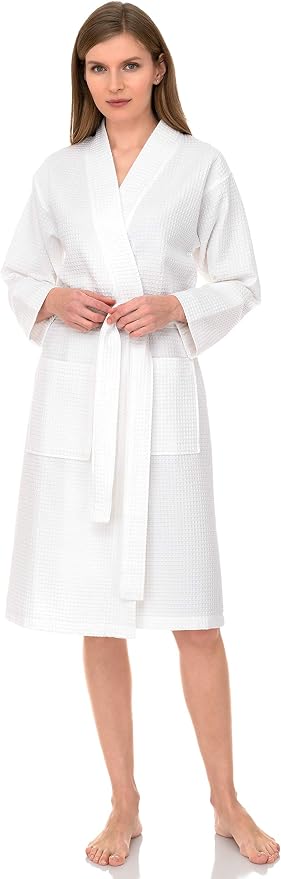 TowelSelections Women's Waffle Bathrobe 100% Cotton Soft Kimono Spa Bath Robe