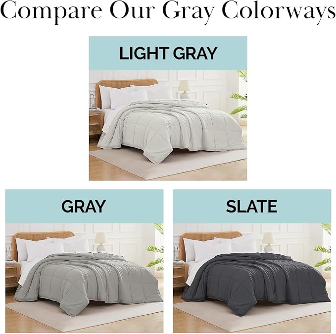Southshore Fine Living, Inc. Twin XL Comforter for Dorm Room Bedding, Fluffy Down Alternative Comforter for Twin Bed, Soft & Cozy Machine Washable Dorm Bedding, Steel Grey Comforters for Guest Rooms