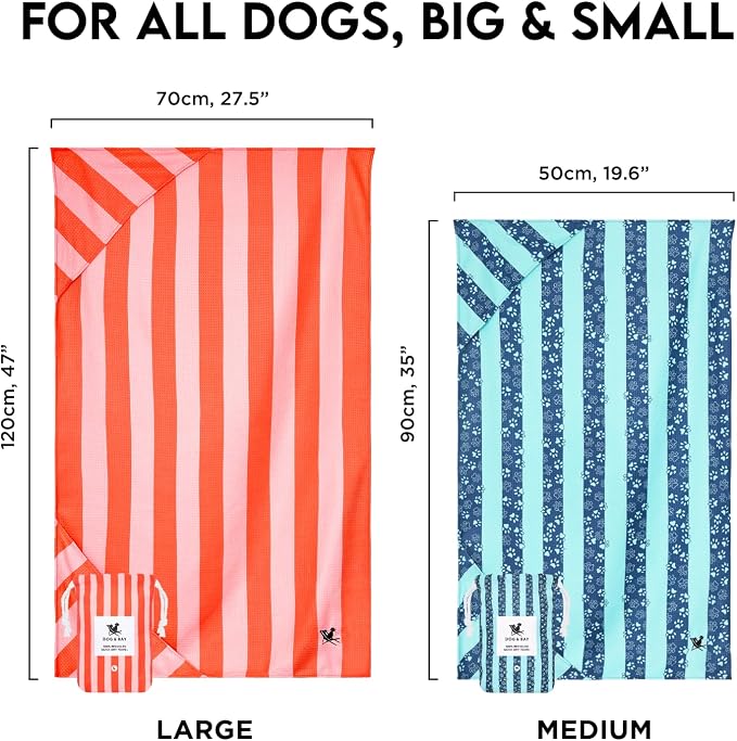 Dock & Bay Pet Towel - Super Absorbent & Quick Drying Dog Towels with Bag - 100% Recycled - Walkies in the Park, Medium (90x50cm, 35x19)