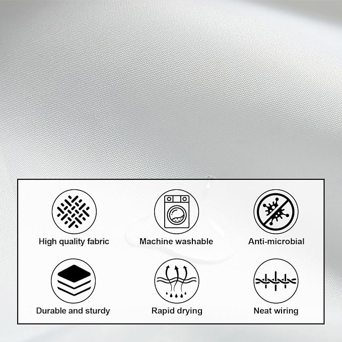timecity White Shower Curtain Liner Plastic Bath Curtain with 3 Magnets Thickened Water Proof Quick Drying Shower Curtain Set with 12 White Hooks Shower Liner for Bathroom Shower,71x71inch