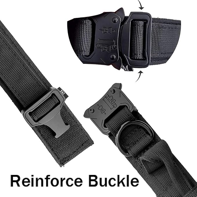 Tactical Dog Collar and Leash Set Adjustable Military Nylon Dog Collar with Control Handle and Heavy Duty Metal Buckle for Large Dogs （Black L