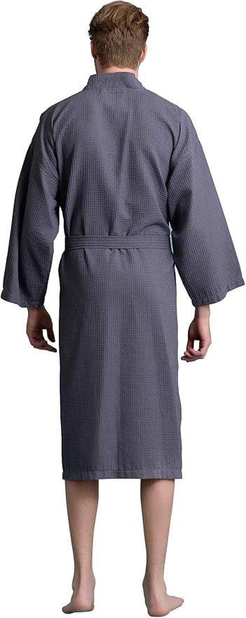 Soft Touch Linen Men's Cotton Waffle Bathrobe, Luxurious & Lightweight, Comfortable & Absorbent, Softness, Fast Dry,