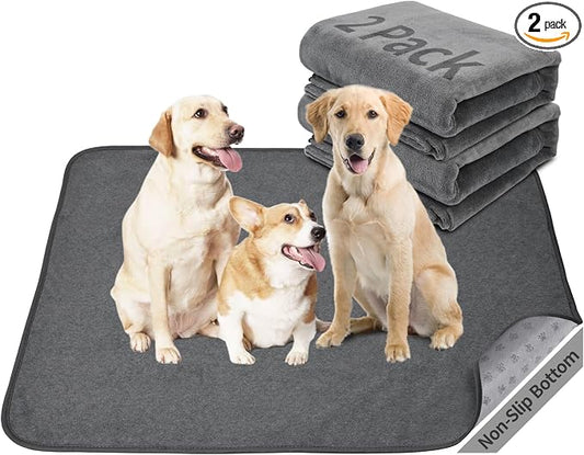 Washable Dog Pee Pads 36x72 2Pack Reusable Whelping Pads, Absorb Dog Mats Non-Slip Puppy Training Pads for Whelping, Potty, Training, Playpen, Crate