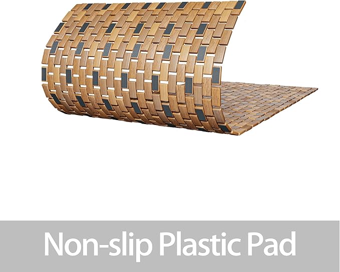 47"x20" Non-Slip Shower Mat for Bathroom, Teak Wood Bath Mat, Large Quick-Dry Floor Mats for Bathtub or Spa, Outdoor