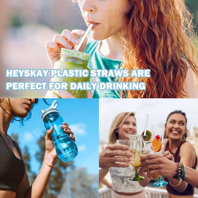 HEYSKAY 6PCS Replacement Tritan Straws Compatible with Owala FreeSip Flip 24oz & 32oz Stainless Steel Flask Reusable Clear Drinking Straws with 2pcs Cleaning Brushes, Travel Accessories Straws