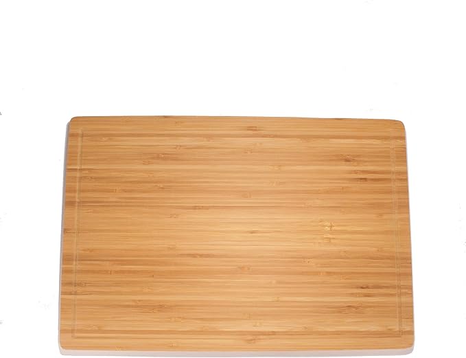 BambooMN Heavy Duty Premium Bamboo Cutting Board - 17.25"x11.75"x0.75" - Grooved/Flat - 1 Piece