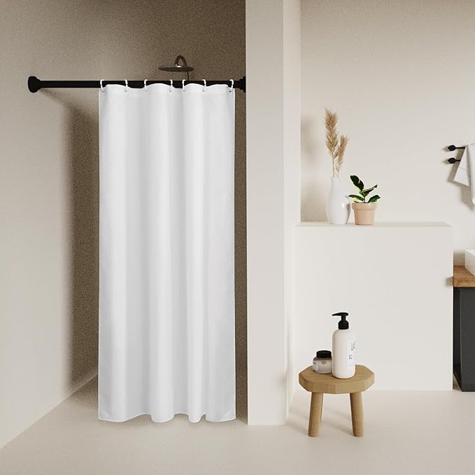 Mrs Awesome 36x72 Sustainable Shower Curtain Liner, Recycled Polyester Material, Eco Friendly, Non Plastic & Freon-Free Washable Stall Fabric Shower Curtain Liner with Magnets, 36" x 72", White
