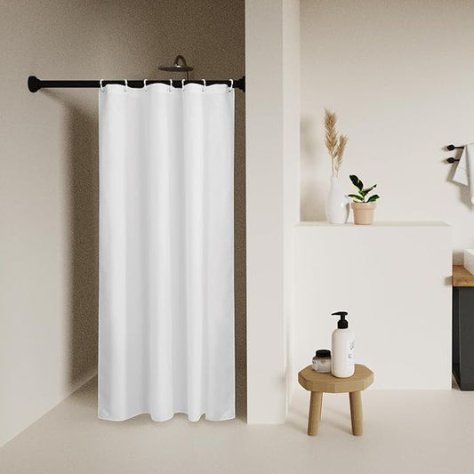 Mrs Awesome 36x72 Sustainable Shower Curtain Liner, Recycled Polyester Material, Eco Friendly, Non Plastic & Freon-Free Washable Stall Fabric Shower Curtain Liner with Magnets, 36" x 72", White