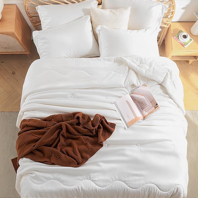 NEXHOME PRO 100% Viscose Derived from Bamboo Comforter Twin Size - Cooling & Moisture-Wicking Bedding - All Season Lightweight Design - Natural Organic Twin Duvet Insert