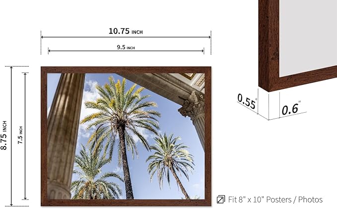Monem Art Palermo Palm Trees Sicily Print - Tropical European Architecture Poster - Wall Decor for Living Room, Bedroom or Office - 8x10 Brown Framed Wall Art by Mareike Bohmer