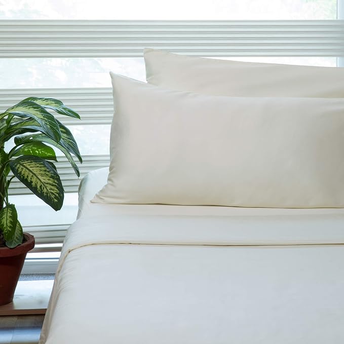 Fabdreams 100% Organic Cotton Queen Sheet Set | 400 Thread Count | Luxury Hotel Collection |GOTS Certified Premium Long Staple Cotton|Elasticised 17" Deep Pockets|Smoother Than Egyptian Cotton|Ivory