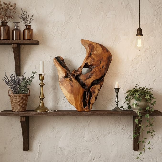 WELLAND Cedar Wood Wall decoration Ornaments, Hanging Decoration, irregular shape décor for Home, Living Room, Bedroom