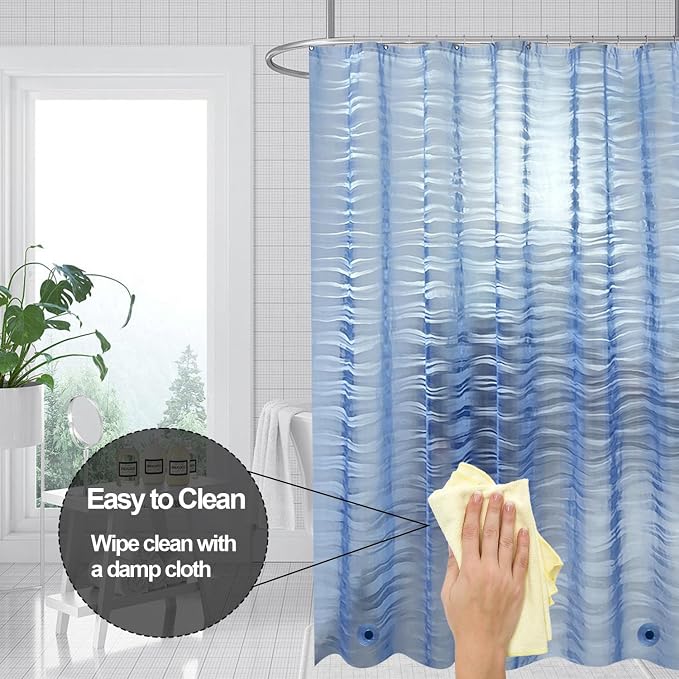 Plastic Shower Liner - Premium EVA 4G Shower Curtain Liner with Rustproof Grommets and 3 Weighted Magnets, Waterproof Shower Curtains for Bathroom (Ripple)