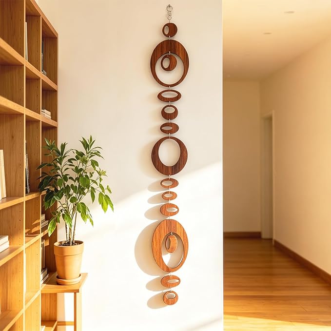 15PCS Retro Mid Century Modern Wall Art MCM Decor for Living Room Bedroom Kitchen Study, Walnut Wood Texture 16.5"x51.3"