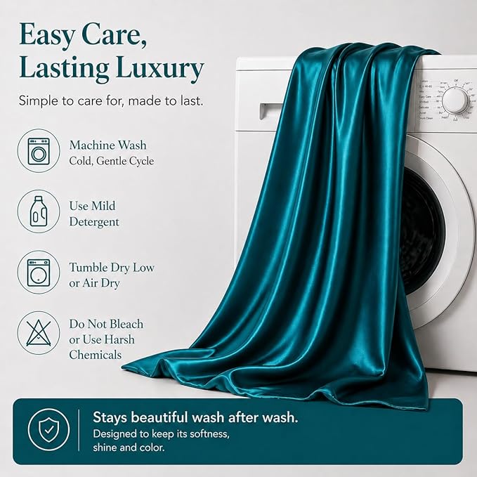 USA Made 100% Silk Pillowcase Peacock, Certified 6A Grade 22 Momme Mulberry Silk Pillow Case for Women Hair and Skin Protection, Anti Face Wrinkle, 1 Pc 20"x26" (Standard, Peacock Blue)