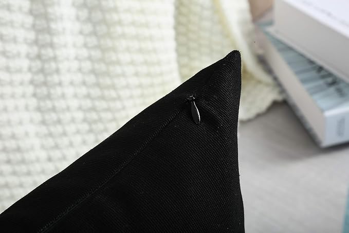 TangDepot 100% Cotton Solid Throw Pillow Cover 12x20 Black | 100% cotton, same-color zip, machine wash & air dry. For living room, bedroom, office, car. 42 colors, 96 sizes. Cover only.