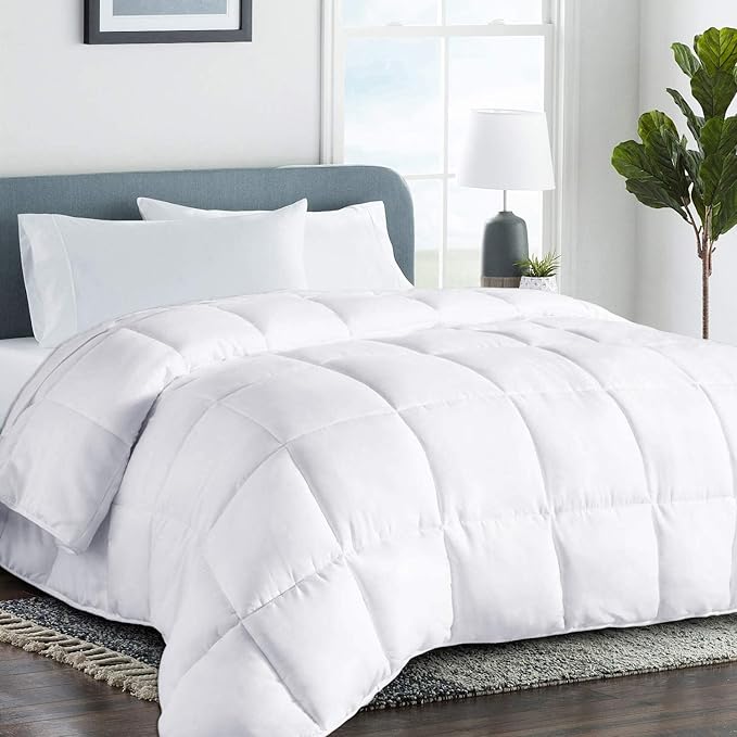 All Season Hypoallergenic Luxurious Down Alternative Cotton Comforter, Ultra-Soft 750 Fill-Power Alaskan King Size Measures 132" x 120", White