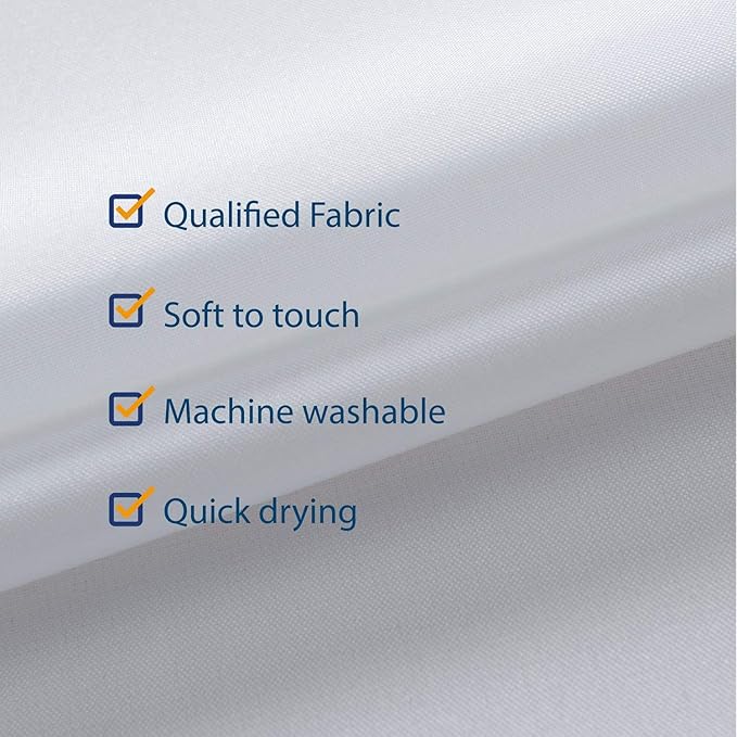 N&Y HOME Fabric Shower Curtain Liner 54 x 78 inches Bath Stall Size, Hotel Quality, Washable, Water Repellent, White Spa Bathroom Curtains with Grommets, 54x78