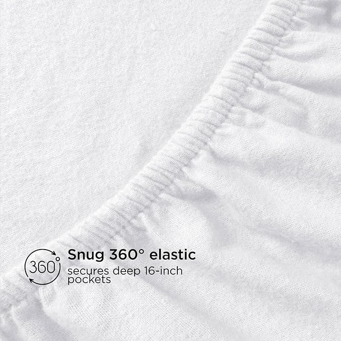 Briarwood Home® Flannel Sheet Set, 100% Organic Cotton, Six-Fold Brushed, Super Soft, Warm, Cozy, Deep Pocket Bedding with NanoTech Infuse for Added Durability and Lasting Comfort (Queen, White)