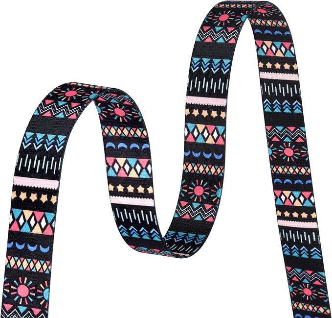 MarukoPet Dog Collar and Leash Set, Adjustable for Small Medium Large Dogs Puppy, Cute Design with Bohemia Floral Tribal Geometric Patterns Boys Girls Dog Collar(Black Bohemia Set,M)