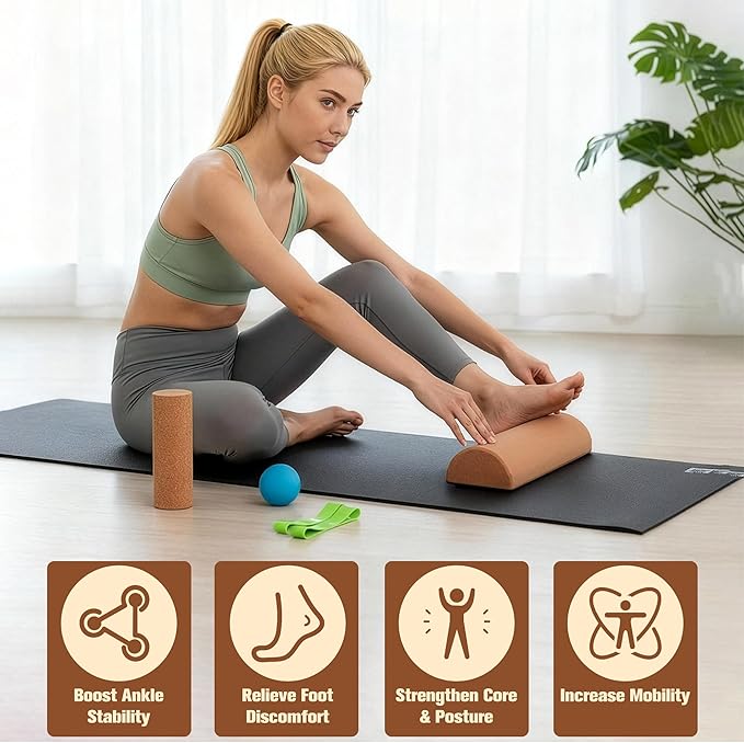 MUCITAGF Cork Balance Board - Ankle & Foot Strengthener Kit for Physical Therapy, Plantar Fasciitis Recovery, Core Stability, Enhanced Foot Function, Mobility and Prevent Falls | Balance Trainer