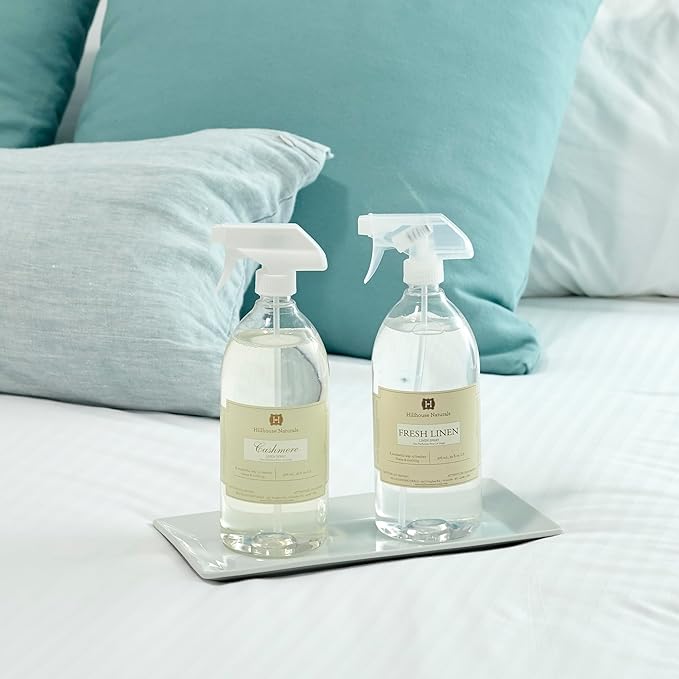 Hillhouse Naturals - Linen Spray - Aromatherapy Spray for Relaxation & Sleep - Refresh Bedding, Curtains & More - With Magnolia, Rose & Sampaquita - Made in the USA - Cashmere Scent - 1 L