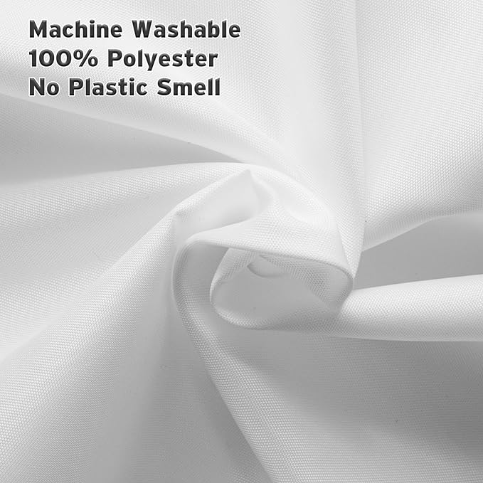 Titanker Small Stall Shower Curtain Liner Washable, 60x72 Inches, White Fabric Stall Shower Liner with 2 Magnets, Waterproof RV Shower Liner Soft Lightweight Polyester, White