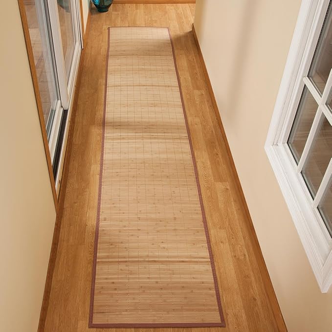 WalterDrake Miles Kimball Bamboo Non-Slip Runner with Nylon Trim, 23” x 118” – Narrow Rubber Backed Bamboo Runner with Water Resistant Capabilities for Kitchen, Sunroom, Hallway & Entranceway
