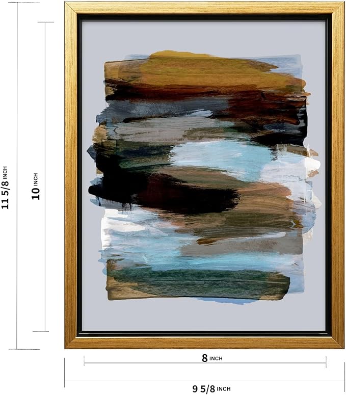 Monem Art Abstract Earth Tone Brushstroke Print - Modern Painterly Art Poster - Wall Decor for Living Room, Bedroom or Office - 8x10 Gold Framed CANVAS Wall Art by Mareike Bohmer