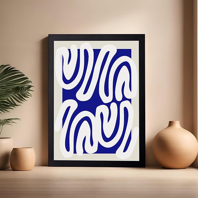 Monem Art Organic Shape Pattern Print - Modern Minimalist Abstract Poster - Wall Decor for Living Room, Bedroom or Office - 16x20 Black Framed Wall Art by Rs Lab Studio