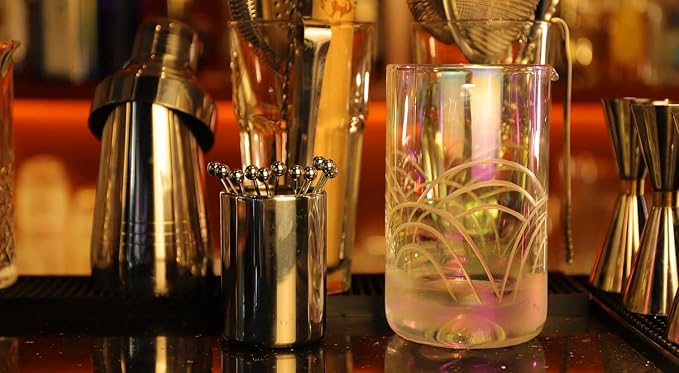 12PCS Metal Cocktail Picks for Drinks, Stainless Steel Martini Picks 4.6 inch, Reusable Cocktail Skewers Pearl Silver