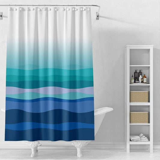 Plastic Shower Liner - Premium EVA 5G Shower Curtain Liner with Rustproof Grommets and 3 Weighted Magnets, Waterproof Shower Curtains for Bathroom (Gradual Wave, 72" x 72")
