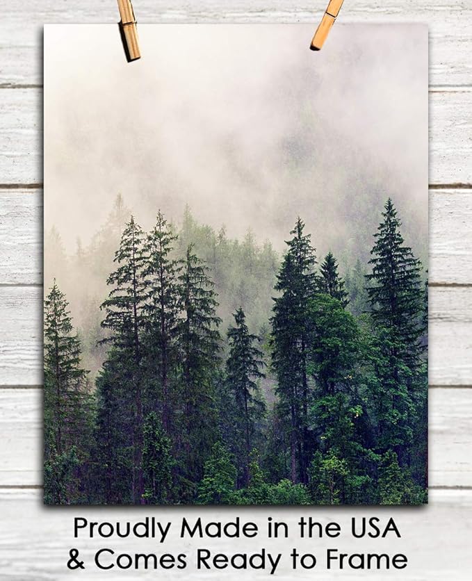 Buzz Unplugged Foggy Forest Abstract Wall Art: Minimalist, Aesthetic & Boho Wall Art for Home, Office, Bedroom & Living Room Decor - Unframed Posters 8x10
