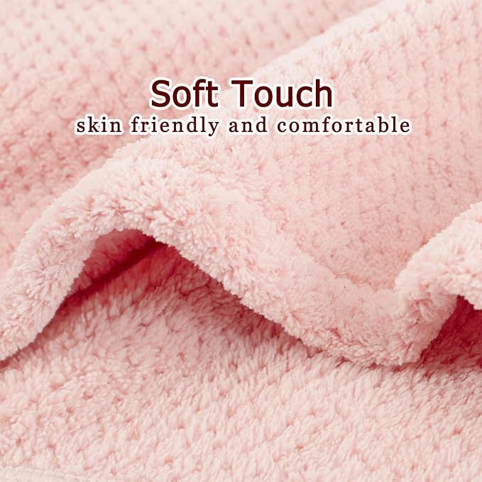 Microfiber Hair Wrap Towel for Women, Quick-Dry & Absorbent (2 Pack, Pink) | Absorbs water fast and reduces frizz, fits long and curly hair, soft, lightweight, secure elastic loop keeps wrap in place