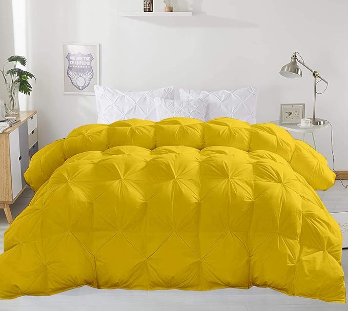 Hypoallergenic 1000-TC Pinch Pleated Down Alternative Comforter Twin Size 68 x 86 Inches 1pc Comforter & 2 pcs Pillow Covers, 700 GSM & All Side Corner Tabs 100% Egyptian Cotton