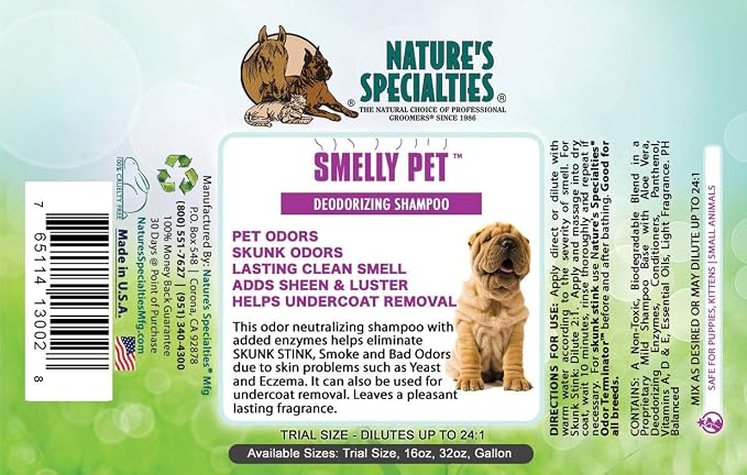Nature's Specialties Smelly Pet Dog Shampoo for Pets, Natural Choice for Professional Groomers, Lasting Clean Smell, Made in USA, 16 oz