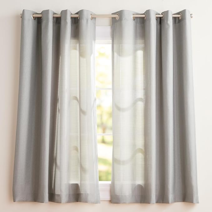 Exclusive Home Loha Linen Grommet Top Curtain Panel Pair, 54"x63", Dove Grey