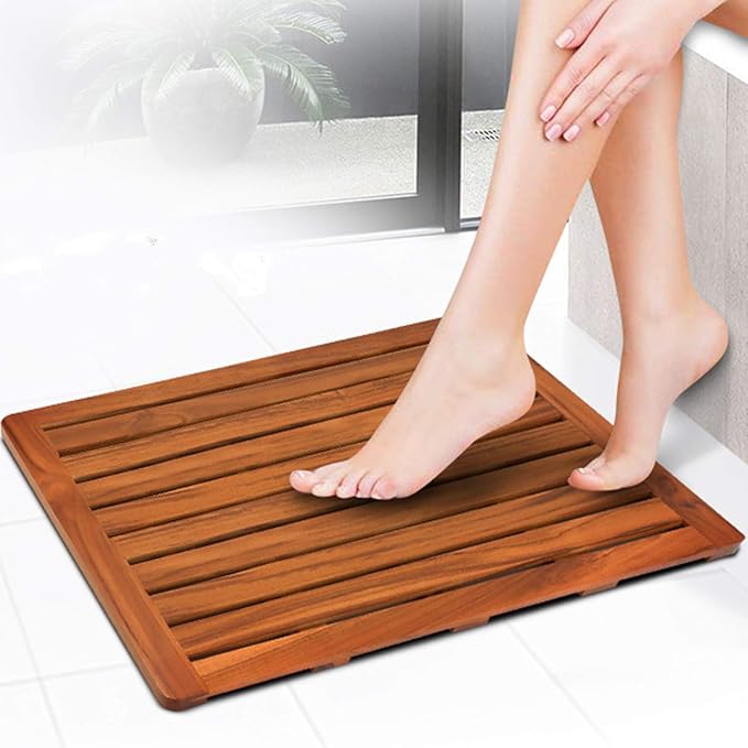 Utoplike (24"x18") Teak Wood Bath Mat, Shower Mats for Bathroom, Large for Spa Home or Outdoor