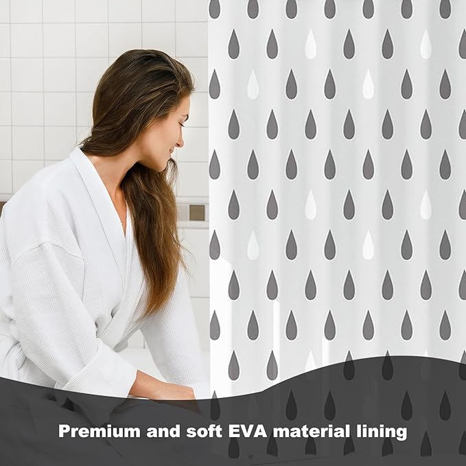 Plastic Shower Curtain Liner, Premium EVA 6G Raindrop Shower Curtain, Shower Curtains for Bathroom with 3 Magnetic Weights and Rustproof Grommets (Raindrops, 72x72 in)