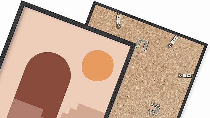 Abstract Architecture Wall Art Archway Stairs Sun Geometric Shapes Earth Tones Terracotta Mid Century Modern 8x10 Inch Oak Wood Black Framed Minimalist Boho Office Decor