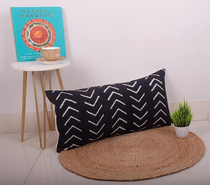 Trade Star Throw Pillow Case Lumbar Cushion Cover 100% Cotton Pillow Cover Decorative Farmhouse Sofa Mudcloth Floor Modern Boho Bedding Pillow Cases for Office 12X24 Inches