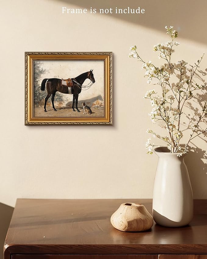 Vodefoad Retro Wall Art for Home Decor, Rustic Farmhouse Wall Decor Horse Canvas Artwork, Classical Animal Farm Aesthetic Picture Poster Equestrian Wall Art for Bathroom, Living Room, Desktop Wall Art decor - 8x10Inch Unframe
