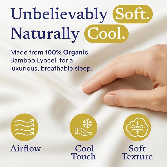 ettitude Pillowcase Set of 2-100% Lyocell from Organic Bamboo - Slip Pillow Cases Standard Size - Cooling & Soft Pillow Covers for Hot Sleepers with Envelope Closure - Bare White - 20x29 Inches | Cooling Sateen Pillowcases with Envelope Closure for Hot...